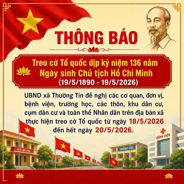 Thông báo treo cờ Tổ quốc dịp kỷ niệm 136 năm Ngày sinh Chủ tịch Hồ Chí Minh- Ảnh 1.