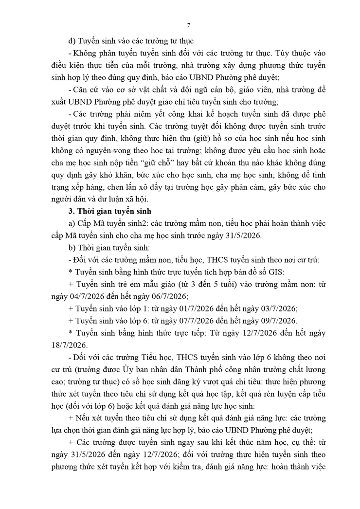 Kế hoạch Tuyển sinh vào các trường mầm non, lớp 1 và lớp 6 năm học 2026-2027 trên địa bàn phường Phú Diễn- Ảnh 7.