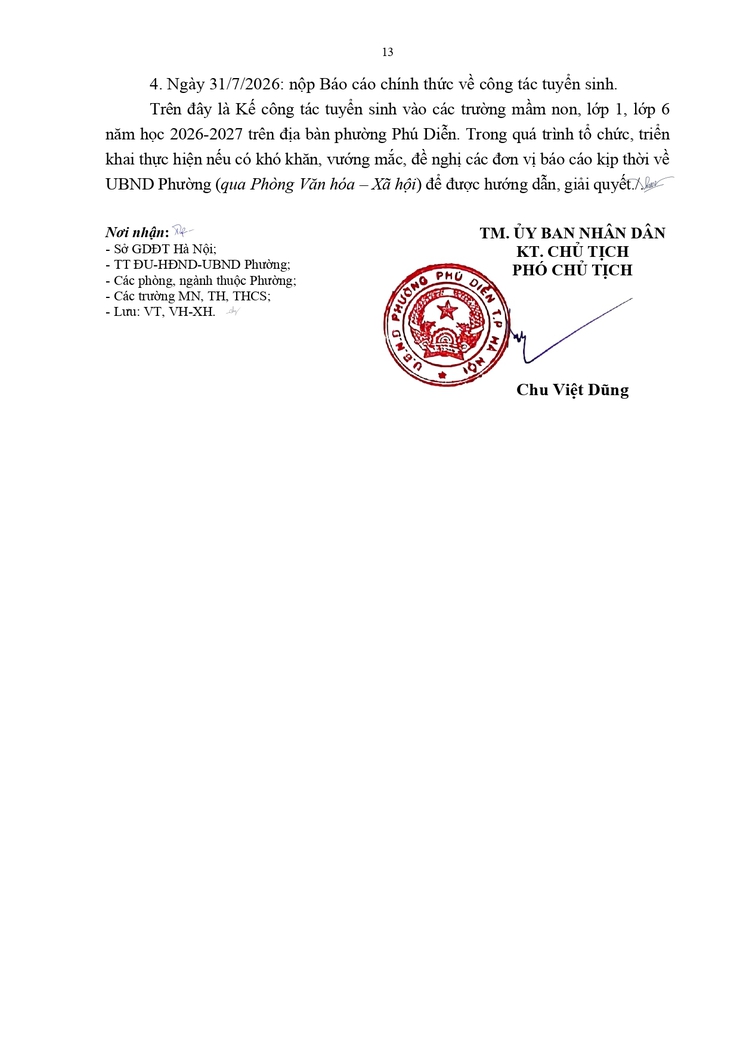 Kế hoạch Tuyển sinh vào các trường mầm non, lớp 1 và lớp 6 năm học 2026-2027 trên địa bàn phường Phú Diễn- Ảnh 13.