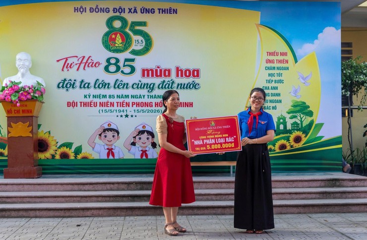 Hội đồng Đội xã Ứng Thiên tổ chức mít tinh kỷ niệm 85 năm Ngày thành lập Đội Thiếu niên Tiền phong Hồ Chí Minh- Ảnh 5.