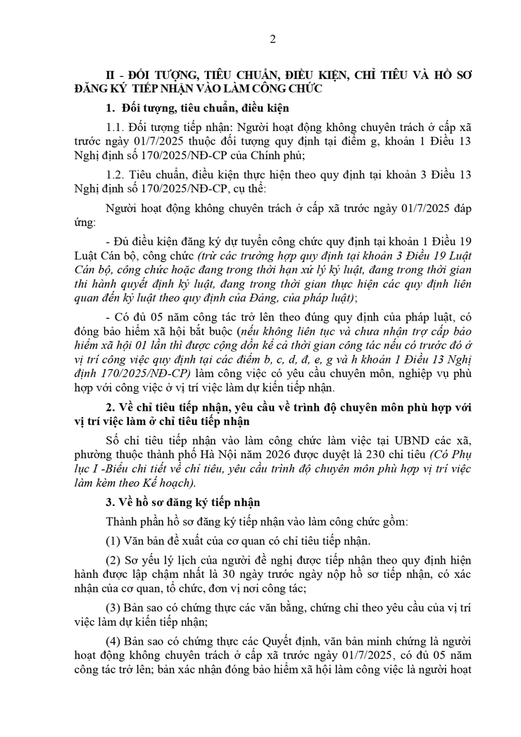 Kế hoạch tổ chức kiểm tra, sát hạch tiếp nhận vào làm công chức làm việc tại UBND các xã, phường thuộc thành phố Hà Nội năm 2026- Ảnh 2.