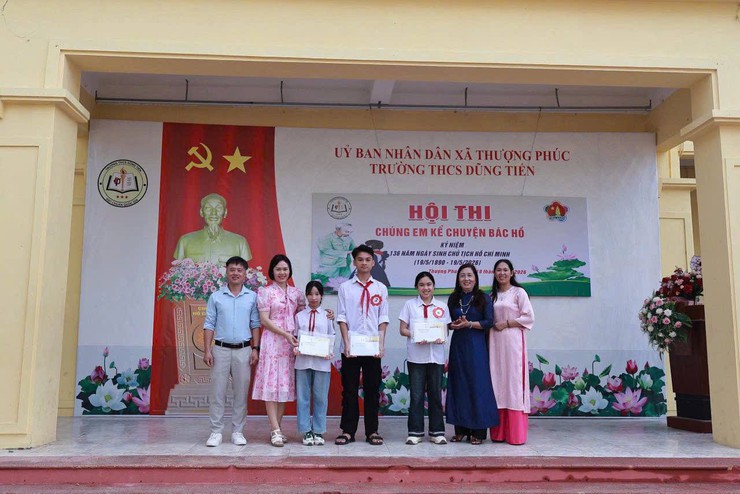 Sôi nổi Hội thi "Chúng em kể chuyện Bác Hồ" tại trường THCS Dũng Tiến- Ảnh 3.