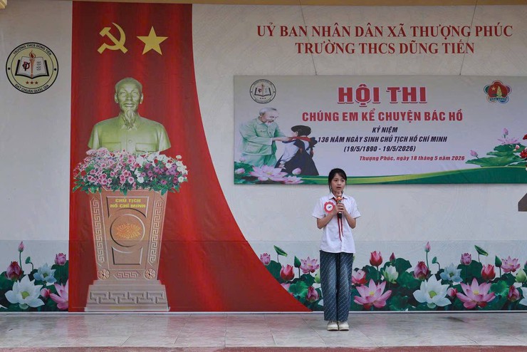 Sôi nổi Hội thi "Chúng em kể chuyện Bác Hồ" tại trường THCS Dũng Tiến- Ảnh 2.