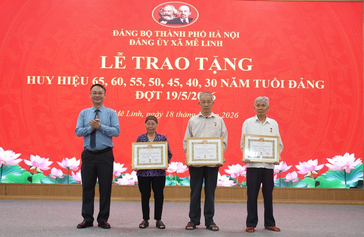 Xã Mê Linh tổ chức Lễ trao tặng Huy hiệu Đảng đợt 19-5- Ảnh 1.