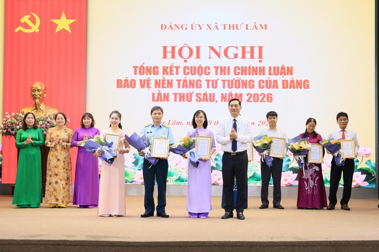 ĐẢNG ỦY XÃ THƯ LÂM TỔ CHỨC HỘI NGHỊ TỔNG KẾT CUỘC THI CHÍNH LUẬN VỀ BẢO VỆ NỀN TẢNG TƯ TƯỞNG CỦA ĐẢNG LẦN THỨ SÁU, NĂM 2026
- Ảnh 10.