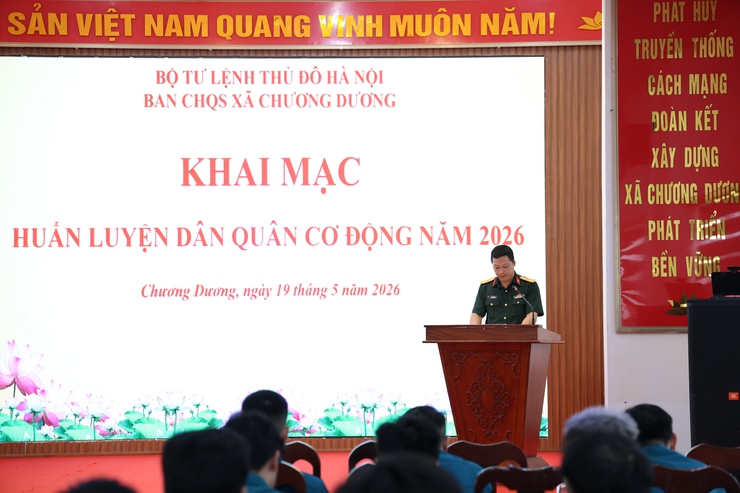 Xã Chương Dương khai mạc huấn luyện dân quân cơ động năm 2026- Ảnh 2.