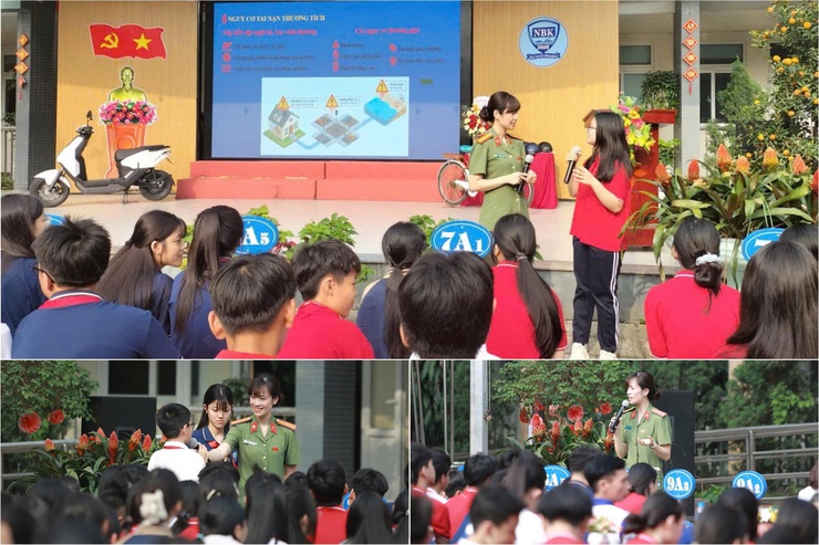Công an phường Phúc Lợi tuyên truyền phòng, chống tai nạn thương tích và phòng tránh tai nạn giao thông cho học sinh- Ảnh 2.