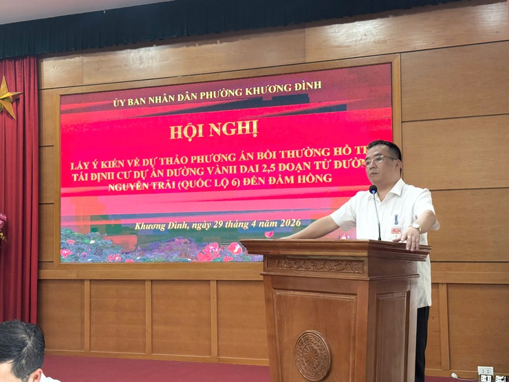 Phường Khương Đình tổ chức lấy ý kiến nhân dân về phương án bồi thường, hỗ trợ, tái định cư dự án đường vành đai 2,5- Ảnh 2.