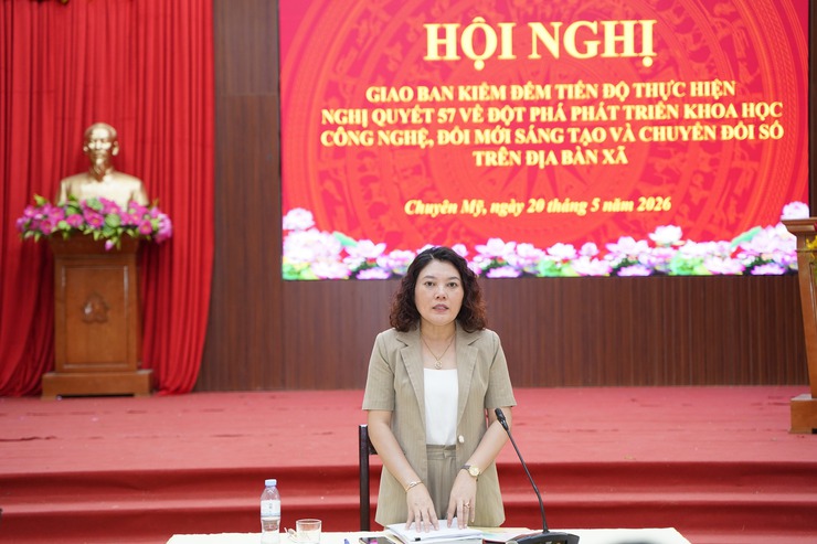 UBND xã giao ban kiểm đếm tiến độ thực hiện Nghị quyết số 57- Ảnh 1.