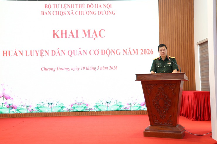 Xã Chương Dương khai mạc huấn luyện dân quân cơ động năm 2026- Ảnh 2.