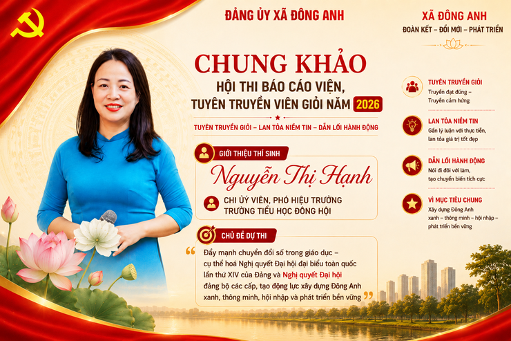 Giới thiệu các thí sinh lọt vào vòng chung khảo Hội thi Báo cáo viên, Tuyên tuyền viên giỏi xã Đông Anh năm 2026- Ảnh 6.