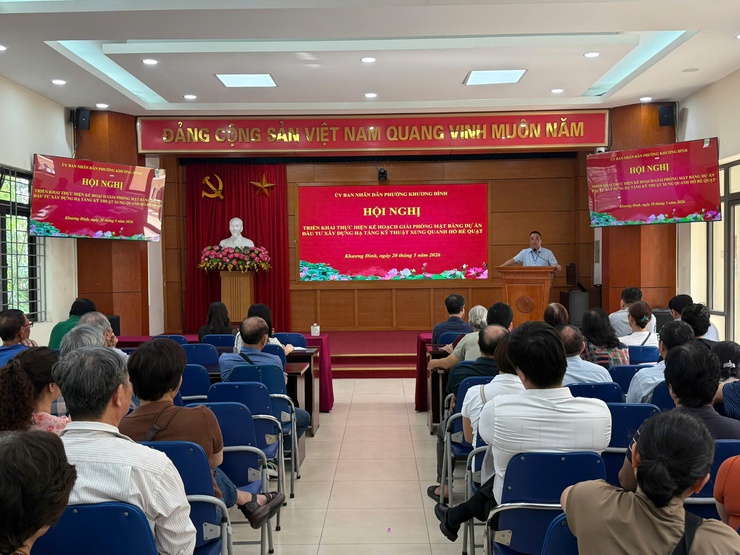 Phường Khương Đình tổ chức hội nghị triển khai Kế hoạch giải phóng mặt bằng Dự án đầu tư hạ tầng kỹ thuật xung quanh hồ Rẻ Quạt- Ảnh 1.