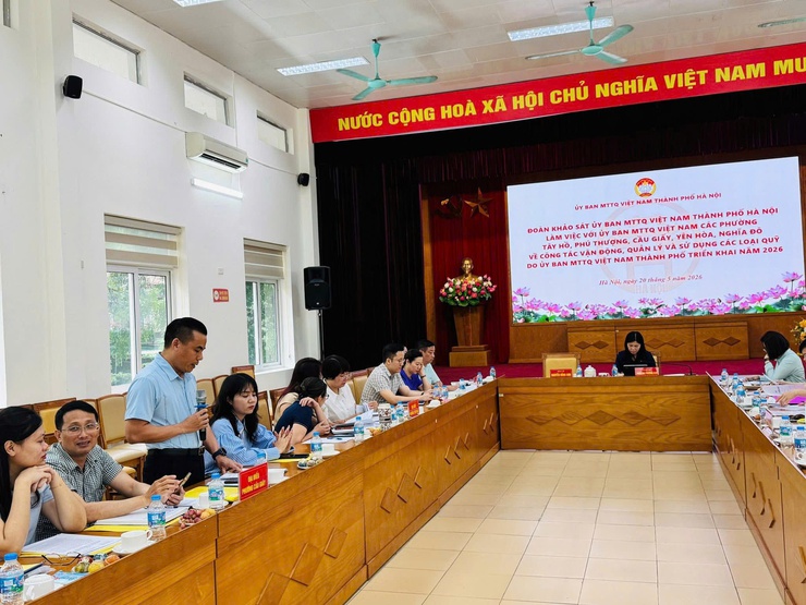 ỦY BAN MTTQ VIỆT NAM THÀNH PHỐ HÀ NỘI KHẢO SÁT CÔNG TÁC VẬN ĐỘNG, QUẢN LÝ VÀ SỬ DỤNG CÁC LOẠI QUỸ TẠI CÁC PHƯỜNG TÂY HỒ, PHÚ THƯỢNG, CẦU GIẤY, YÊN HÒA VÀ NGHĨA ĐÔ- Ảnh 8.