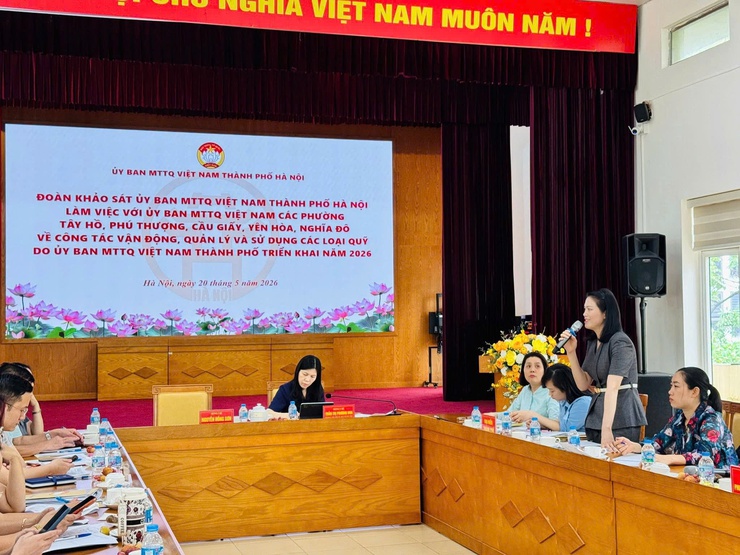 ỦY BAN MTTQ VIỆT NAM THÀNH PHỐ HÀ NỘI KHẢO SÁT CÔNG TÁC VẬN ĐỘNG, QUẢN LÝ VÀ SỬ DỤNG CÁC LOẠI QUỸ TẠI CÁC PHƯỜNG TÂY HỒ, PHÚ THƯỢNG, CẦU GIẤY, YÊN HÒA VÀ NGHĨA ĐÔ- Ảnh 7.