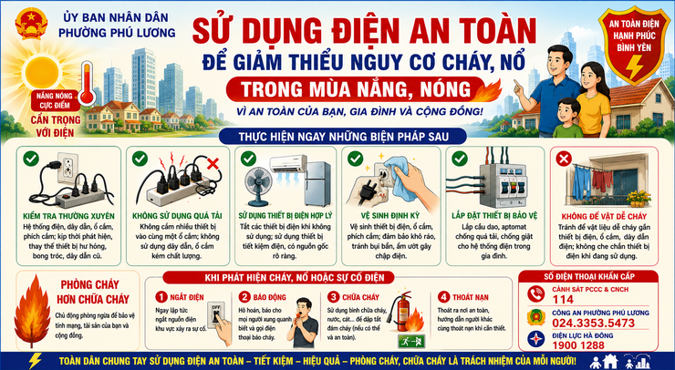 Tăng cường tuyên truyền các biện pháp sử dụng điện an toàn để giảm thiểu nguy cơ cháy, nổ trong mùa nắng, nóng trên địa bàn phường Phú Lương- Ảnh 1.