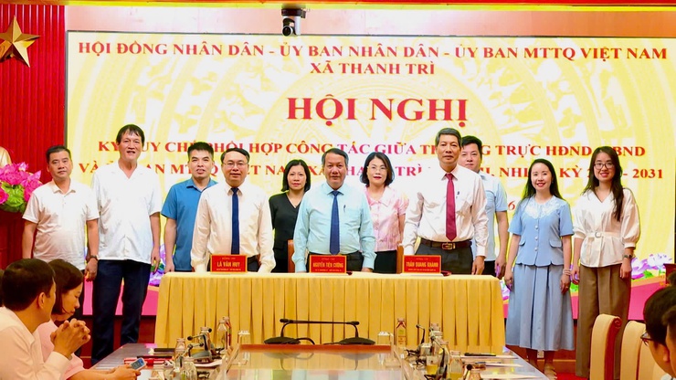 Thường trực HĐND – UBND - Ủy ban MTTQ Việt Nam xã Thanh Trì ký kết quy chế phối hợp công tác- Ảnh 3.