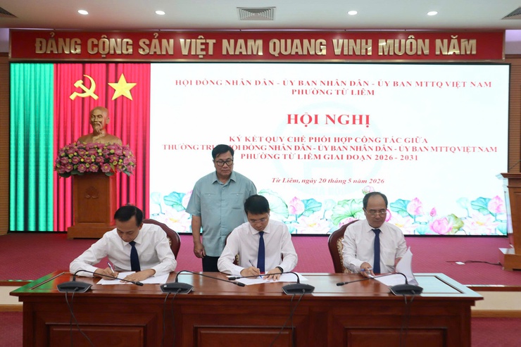Hội nghị ký kết Quy chế phối hợp công tác giữa HĐND - UBND - Ủy ban MTTQ Việt Nam phường Từ Liêm, nhiệm kỳ 2026 - 2031- Ảnh 3.