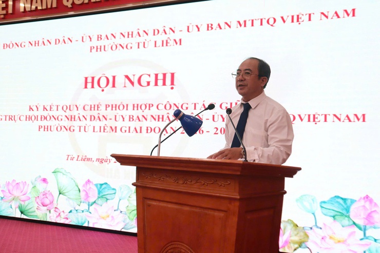 Hội nghị ký kết Quy chế phối hợp công tác giữa HĐND - UBND - Ủy ban MTTQ Việt Nam phường Từ Liêm, nhiệm kỳ 2026 - 2031- Ảnh 2.