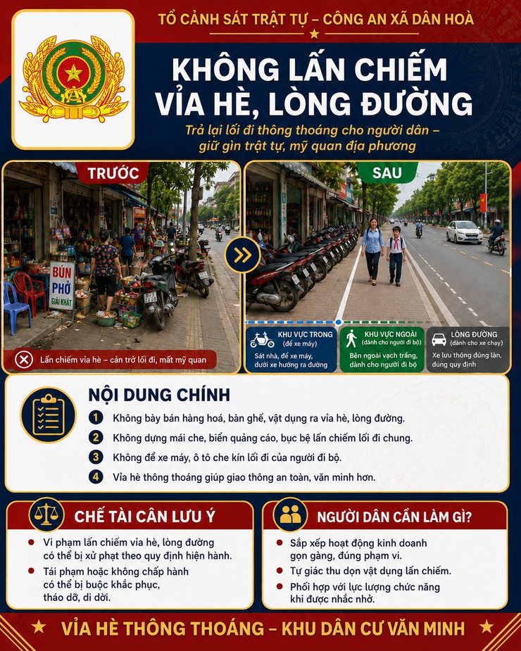CHẤP HÀNH QUY ĐỊNH VỀ TRẬT TỰ ĐÔ THỊ
Trách nhiệm của mỗi người dân trong xây dựng xã Dân Hoà văn minh, an toàn, sạch đẹp- Ảnh 1.