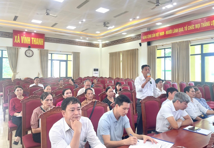 ỦY BAN NHÂN DÂN XÃ VĨNH THANH TỔ CHỨC HỘI NGHỊ THÔNG TIN VÀ TRIỂN KHAI CÔNG TÁC GPMB THỰC HIỆN DỰ ÁN XÂY DỰNG HOÀN THIỆN HTKT XUNG QUANH TRUNG TÂM GIAO LƯU HÀNG HÓA HUYỆN ĐÔNG ANH( NAY THUỘC XÃ VĨNH THANH)- Ảnh 8.