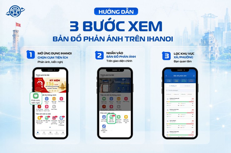 HƯỚNG DẪN 3 BƯỚC XEM BẢN ĐỒ PHẢN ÁNH TRÊN iHanoi- Ảnh 1.