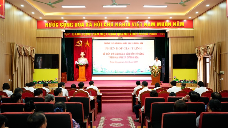 Thường trực HĐND xã Dương Hoà tổ chức phiên họp giải trình về tiến độ giải ngân vốn đầu tư công trên địa bàn xã- Ảnh 1.