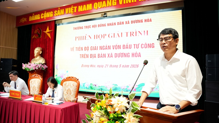 Thường trực HĐND xã Dương Hoà tổ chức phiên họp giải trình về tiến độ giải ngân vốn đầu tư công trên địa bàn xã- Ảnh 13.