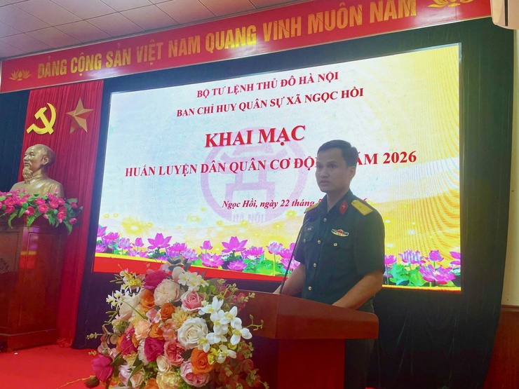 Ban Chỉ huy Quân sự xã Ngọc Hồi tổ chức Khai mạc huấn luyện Dân quân cơ động năm 2026- Ảnh 5.