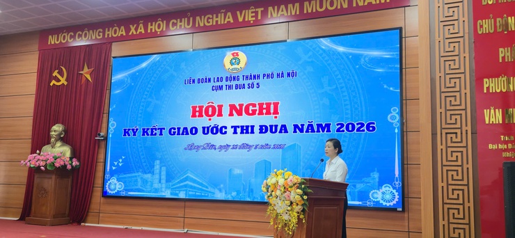 Cụm thi đua số 5 các Công đoàn xã, phường tổ chức Lễ ký Giao ước thi đua năm 2026- Ảnh 1.
