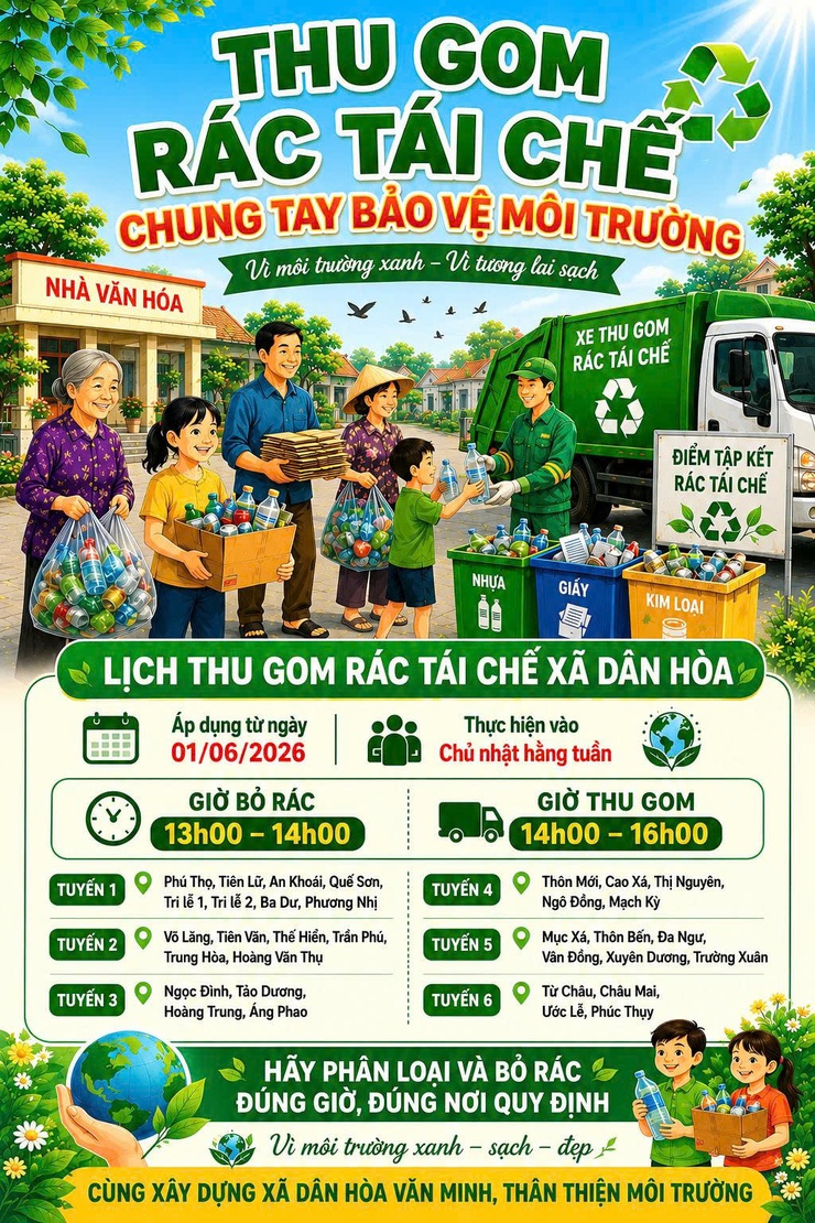XÃ DÂN HOÀ QUYẾT TÂM GIỮ GÌN MÔI TRƯỜNG XANH – SẠCH – ĐẸP- Ảnh 2.