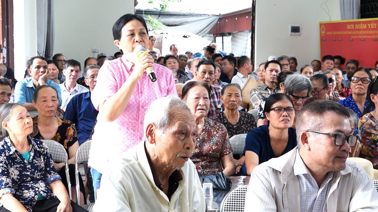 Hội nghị lấy ý kiến nhân dân về phương án bồi thường, hỗ trợ giải phóng mặt bằng đợt 1 thực hiện Dự án đầu tư xây dựng Khu đô thị thể thao Olympic trên địa bàn thôn Ước Lễ.- Ảnh 8.