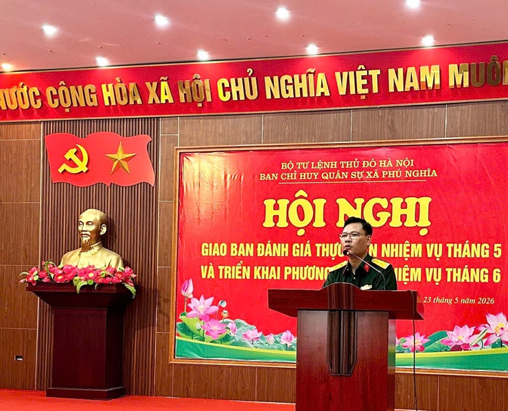 Ban Chỉ huy quân sự xã Phú Nghĩa tổ chức giao ban tháng 5, triển khai nhiệm vụ tháng 6- Ảnh 2.