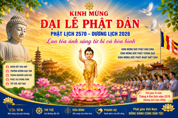 Đại lễ Phật đản Phật lịch 2570 – Dương lịch 2026: Lan tỏa ánh sáng từ bi và hòa bình- Ảnh 1.