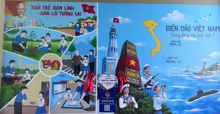 Đoàn thanh niên - Hội Đồng đội phường Tây Tựu gắn biển công trình thanh niên - măng non- Ảnh 1.