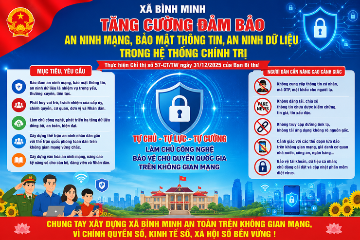 UBND XÃ BÌNH MINH ĐẨY MẠNH TUYÊN TRUYỀN, NÂNG CAO NHẬN THỨC VỀ BẢO ĐẢM AN NINH MẠNG, AN NINH DỮ LIỆU TRONG GIAI ĐOẠN CHUYỂN ĐỔI SỐ- Ảnh 1.
