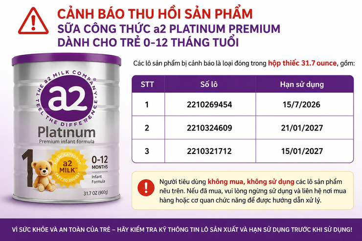 Các lô sản phẩm bị thu hồi là loại đóng trong hộp thiếc 31.7 ounce, được bán tại Hoa Kỳ