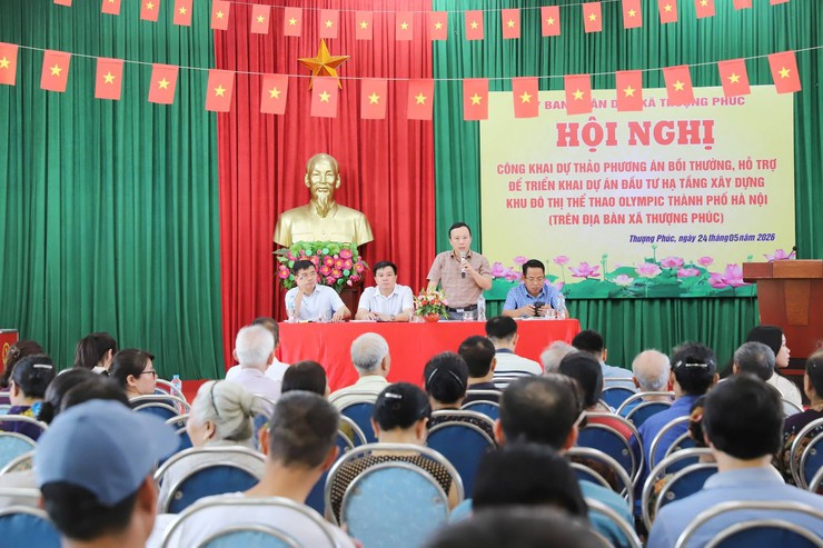 UBND xã Thượng Phúc lấy ý kiến nhân dân Thôn Mễ Sơn về dự thảo phương án bồi thường, hỗ trợ giải phóng mặt bằng Dự án Khu đô thị thể thao Quốc tế Hà Nội- Ảnh 1.