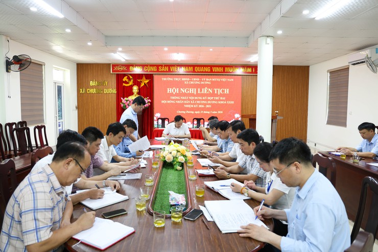 Hội nghị liên tịch thống nhất nội dung chương trình kỳ họp thường lệ giữa năm 2026 HĐND xã Chương Dương khóa XXIII, nhiệm kỳ 2026 - 2031- Ảnh 1.
