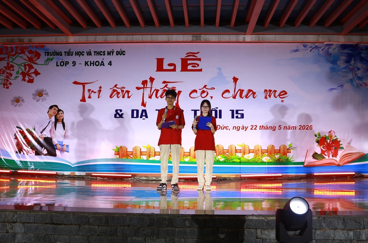 RỰC RỠ VÀ ẤM ÁP: LỄ TRI ÂN VÀ DẠ TIỆC TUỔI 15 ĐẦY ĐONG ĐẦY CẢM XÚC CỦA HỌC SINH KHỐI 9 – TRƯỜNG TH&THCS MỸ ĐỨC- Ảnh 2.