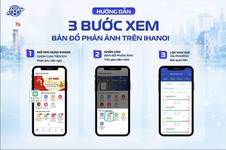 HƯỚNG DẪN: 3 BƯỚC XEM BẢN ĐỒ PHẢN ÁNH TRÊN iHANOI! - Ảnh 1.