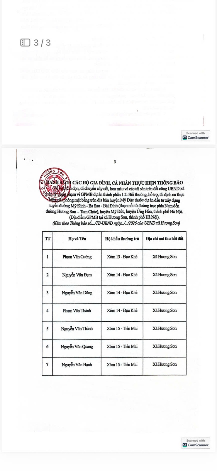 Thông báo của UBND xã Hương Sơn về việc tháo dỡ, di dời tài sản, cây trồng trên đất công do Ủy ban nhân dân xã Hương Sơn quản lý phục vụ giải phóng mặt bằng- Ảnh 2.