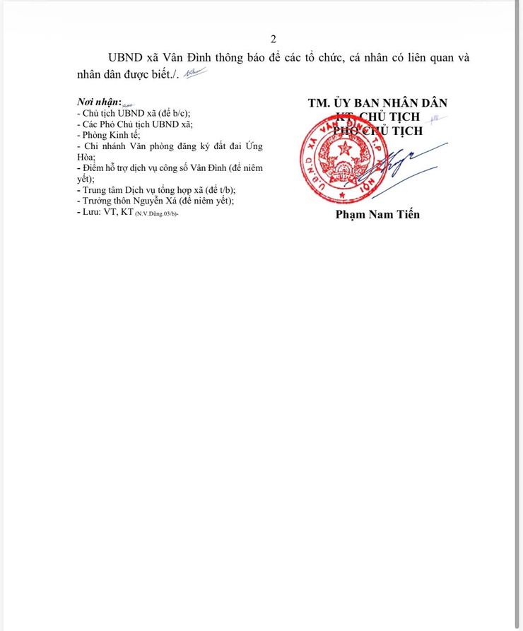Thông báo về việc công khai hồ sơ mất Giấy chứng nhận quyền sử dụng đất, quyền sở hữu nhà ở và tài sản khác gắn liền với đất của ông Đặng Văn Liền, bà Lê
Thị Nhạn, địa chỉ tại thôn Nguyễn Xá- Ảnh 2.
