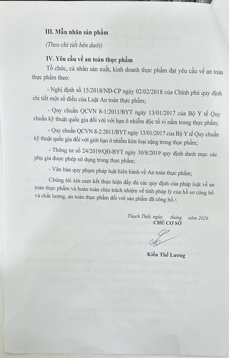 Bản tự công bố chất lượng an toàn thực phẩm sản phẩm- Ảnh 3.