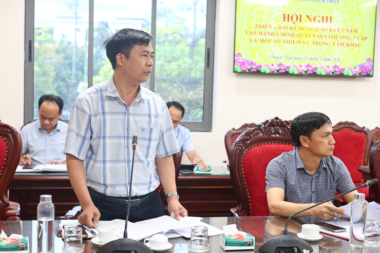 HỘI NGHỊ TRIỂN KHAI KẾ HOẠCH SƠ KẾT 1 NĂM VẬN HÀNH CHÍNH QUYỀN ĐỊA PHƯƠNG 2 CẤP TẠI XÃ THẠCH THẤT- Ảnh 1.