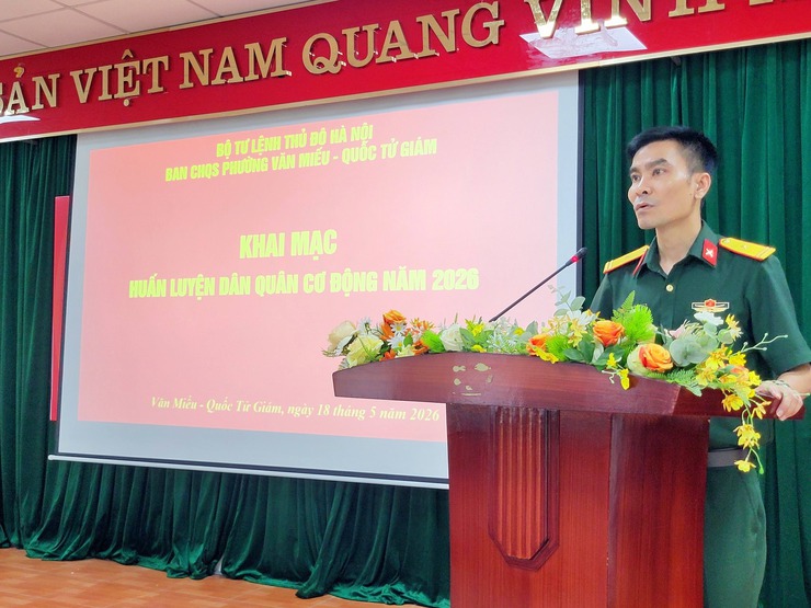 BAN CHQS PHƯỜNG VĂN MIẾU - QUỐC TỬ GIÁM KHAI MẠC HUẤN LUYỆN DÂN QUÂN CƠ ĐỘNG NĂM 2026- Ảnh 1.