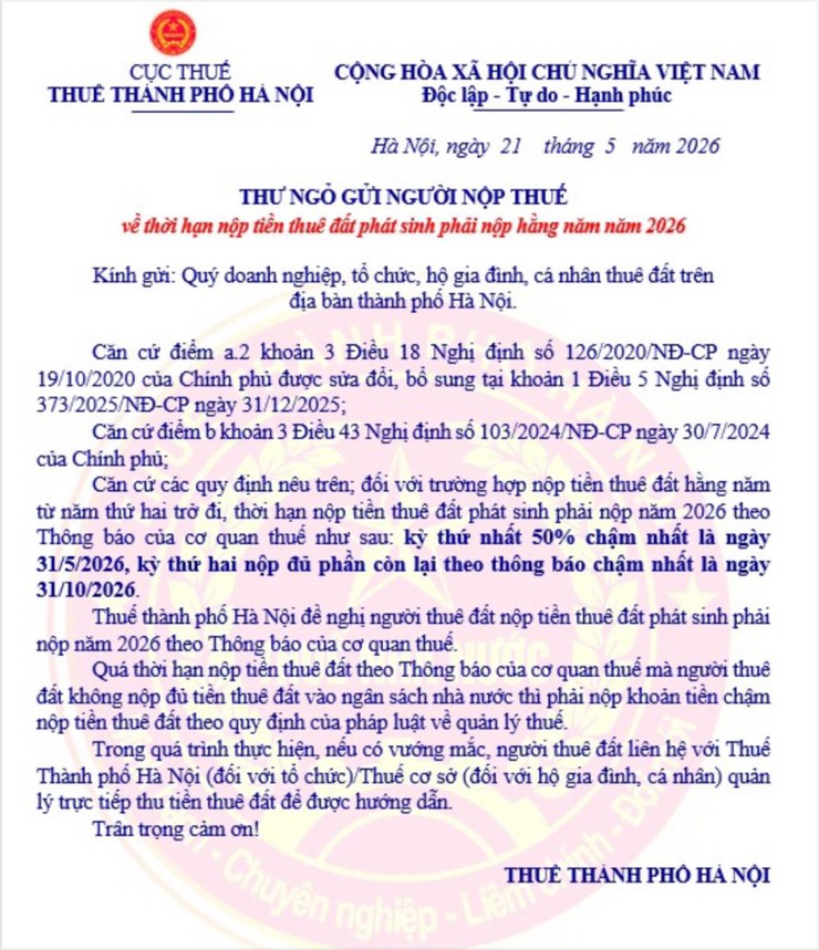 Cục Thuế Thành phố Hà Nội: Thư ngỏ gửi người nộp thuế- Ảnh 1.