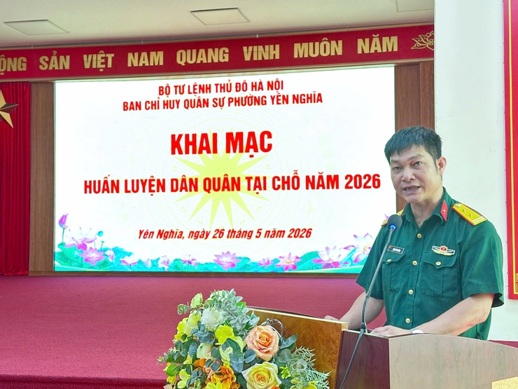 Phường Yên Nghĩa khai mạc huấn luyện dân quân tại chỗ năm 2026- Ảnh 1.