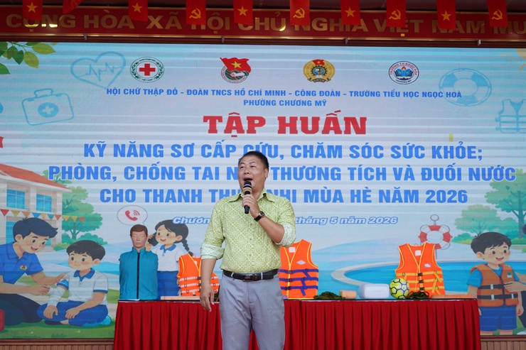 Phường Chương Mỹ tổ chức tập huấn kỹ năng sơ cấp cứu, phòng chống tai nạn thương tích và đuối nước cho thanh thiếu nhi hè 2026- Ảnh 1.