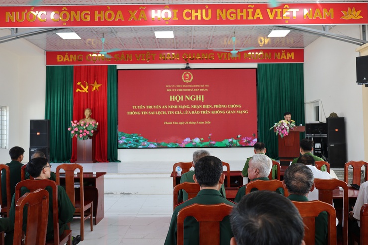 Hội Cựu chiến binh xã Tiến Thắng tổ chức hội nghị tuyên truyền an ninh mạng và phòng chống tội phạm trên không gian mạng- Ảnh 1.