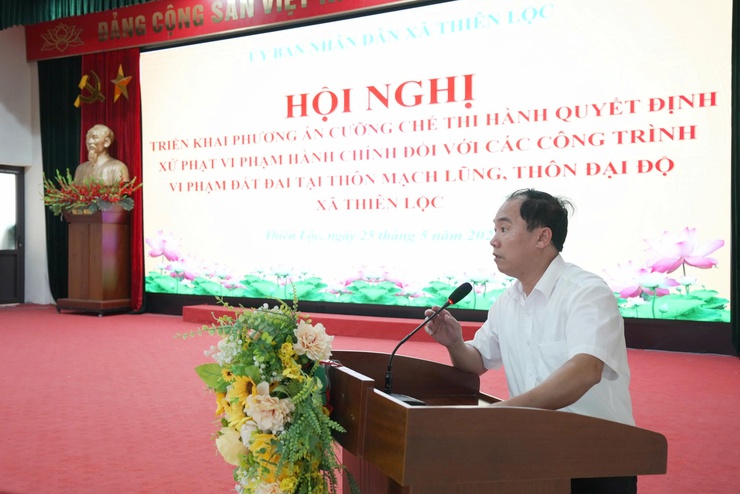 UBND xã Thiên Lộc tổ chức Hội nghị triển khai phương án cưỡng chế thi hành Quyết định xử phạt vi phạm hành chính đối với các công trình vi phạm đất đai tại thôn Mạch Lũng, thôn Đại Độ- Ảnh 6.